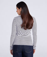 Evo Stripe Rib Womens Crew Long Sleeve Top - Jet Black