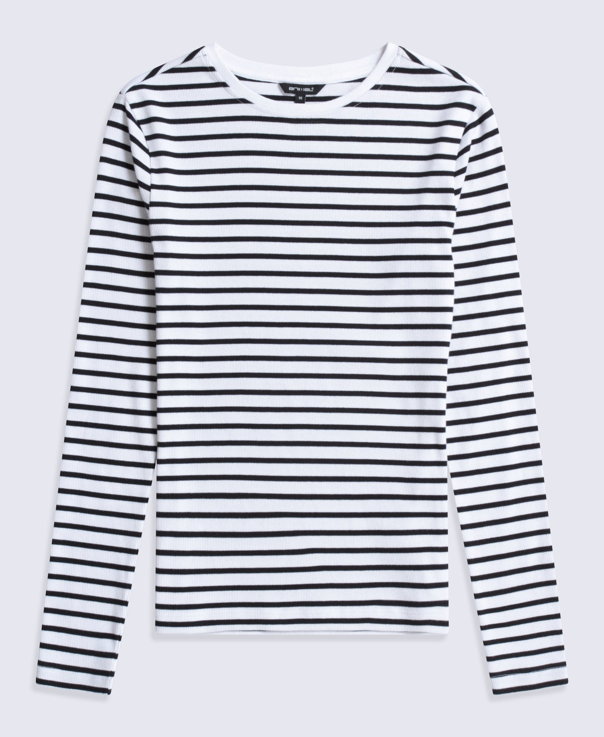 Evo Stripe Rib Womens Crew Long Sleeve Top - Jet Black