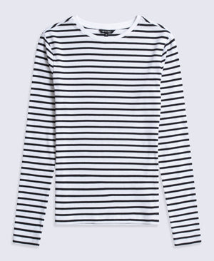 Evo Stripe Rib Womens Crew Long Sleeve Top - Jet Black