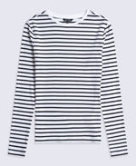 Evo Stripe Rib Womens Crew Long Sleeve Top - Jet Black