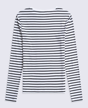 Evo Stripe Rib Womens Crew Long Sleeve Top - Jet Black