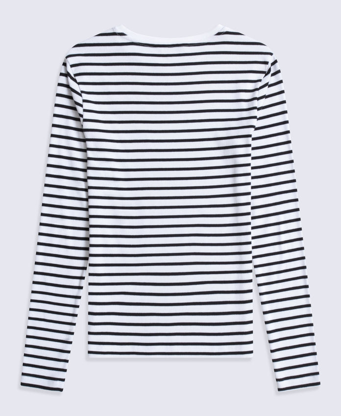 Evo Stripe Rib Womens Crew Long Sleeve Top - Jet Black