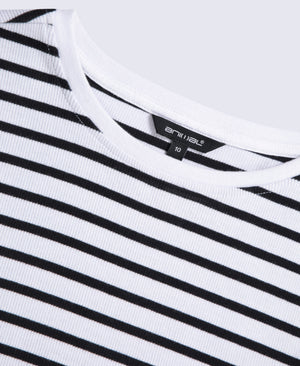 Evo Stripe Rib Womens Crew Long Sleeve Top - Jet Black