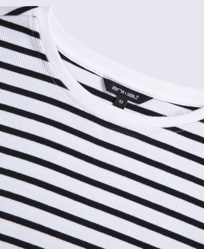 Evo Stripe Rib Womens Crew Long Sleeve Top - Jet Black