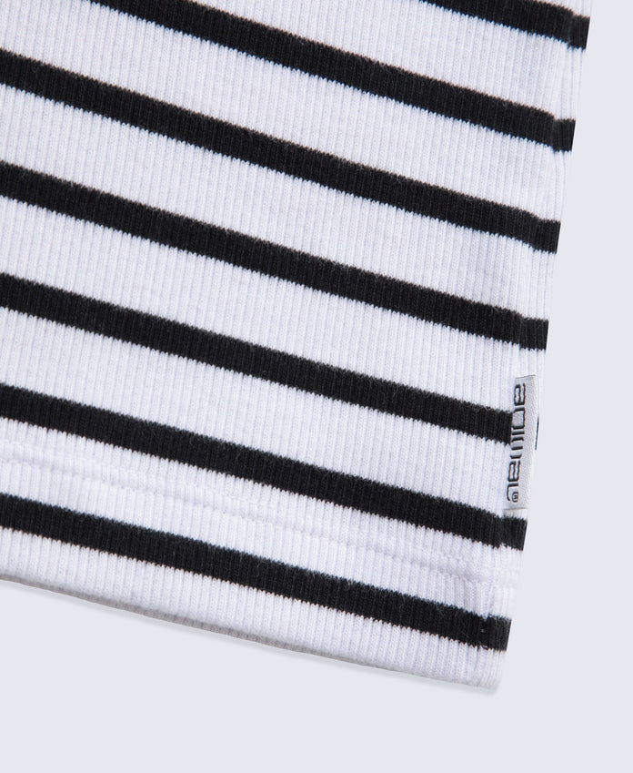 Evo Stripe Rib Womens Crew Long Sleeve Top - Jet Black