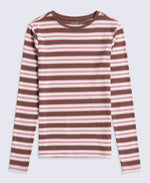 Evo Stripe Rib Womens Crew Long Sleeve Top - Mixed