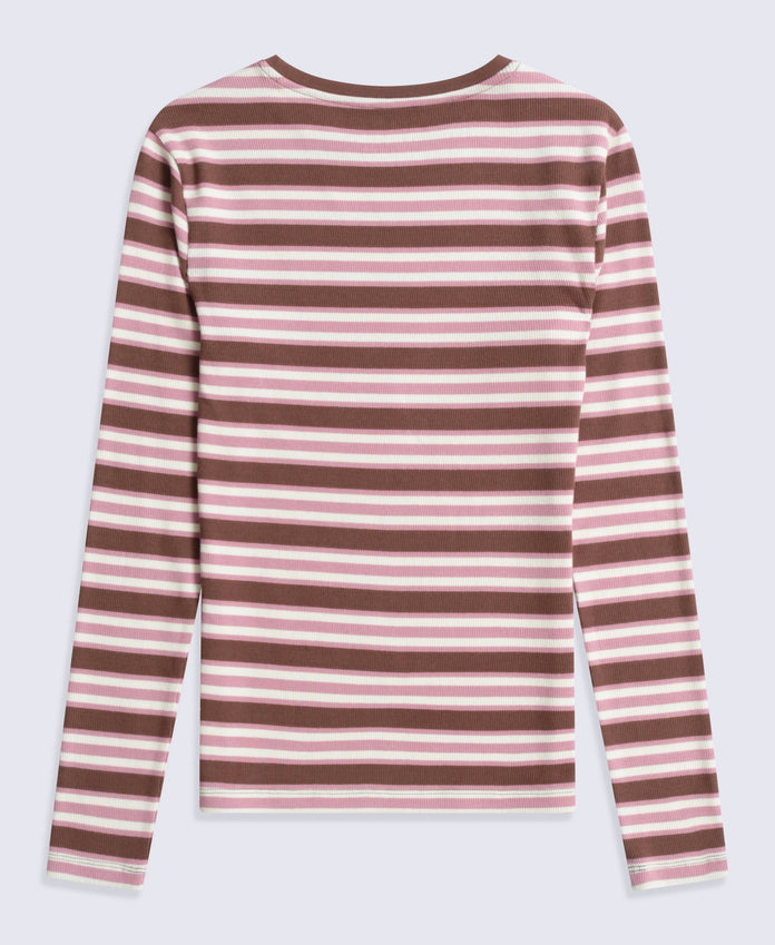 Evo Stripe Rib Womens Crew Long Sleeve Top - Mixed