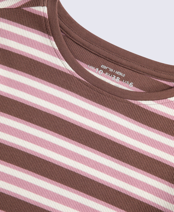 Evo Stripe Rib Womens Crew Long Sleeve Top - Mixed