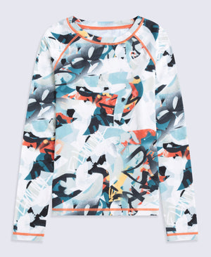 Piste Kids Printed TechTherm Base Long Sleeve Top - Teal
