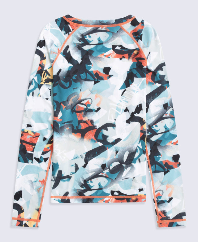 Piste Kids Printed TechTherm Base Long Sleeve Top - Teal