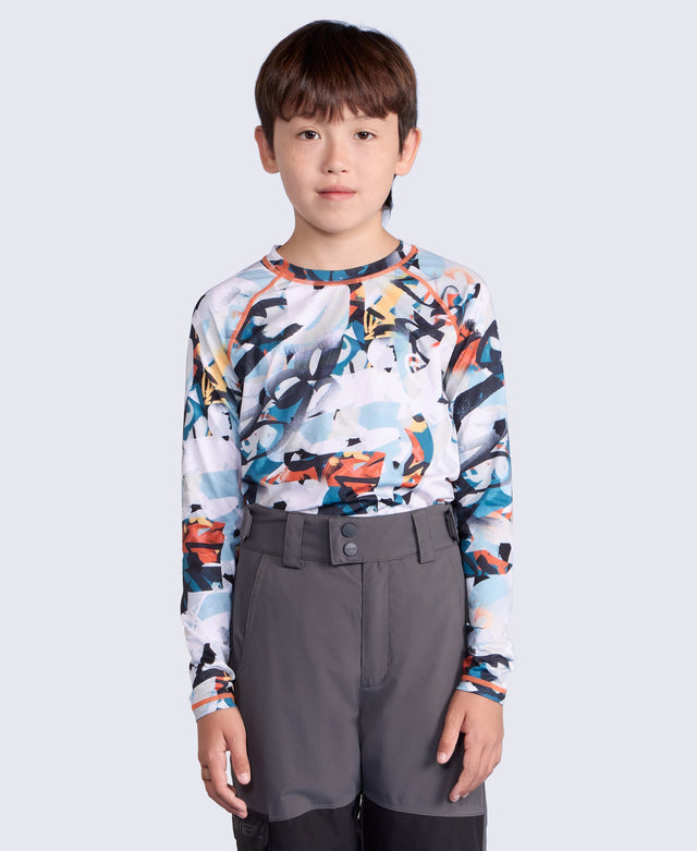 Piste Kids Printed TechTherm Base Long Sleeve Top - Teal