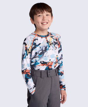 Piste Kids Printed TechTherm Base Long Sleeve Top - Teal