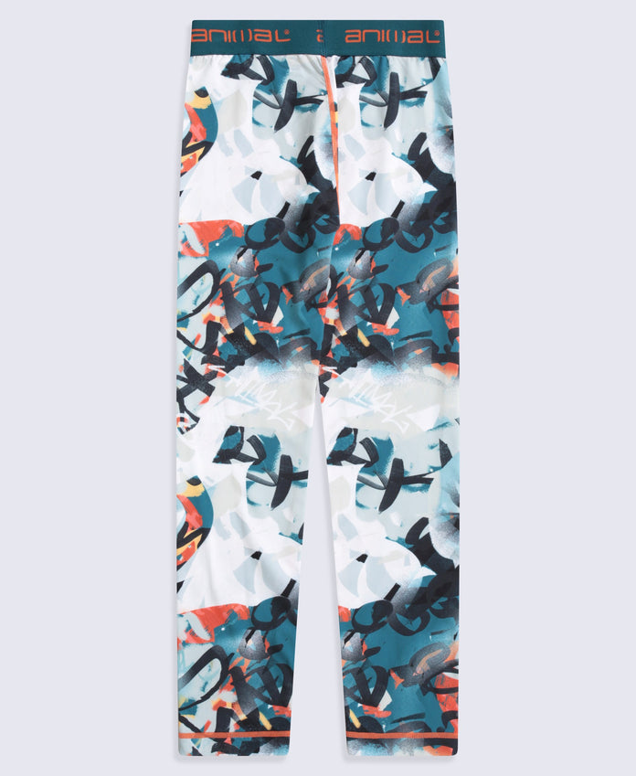 Animal Piste Kids Printed Techtherm Baselayer Pant. - Teal
