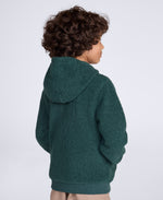 Etta Kids Half Zip Borg Hoodie - Dark Green