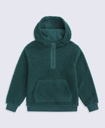 Animal Etta Kids Half Zip Borg Hoodie - Dark Green