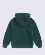 Animal Etta Kids Half Zip Borg Hoodie - Dark Green