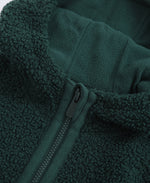 Animal Etta Kids Half Zip Borg Hoodie - Dark Green