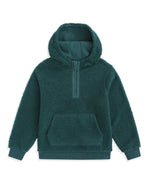 Animal Etta Kids Half Zip Borg Hoodie - Dark Green
