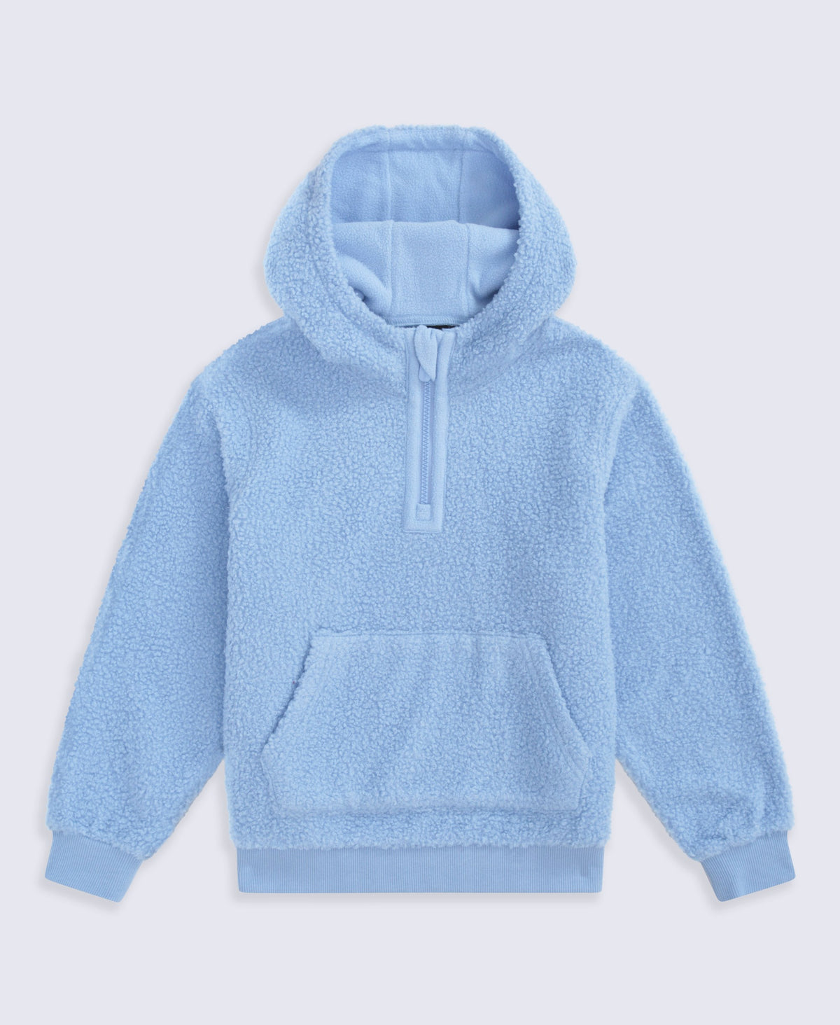 Etta Kids Half Zip Borg Hoodie - Pale Blue