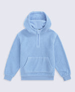 Animal Etta Kids Half Zip Borg Hoodie - Pale Blue