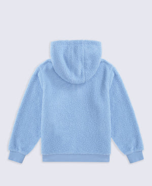 Etta Kids Half Zip Borg Hoodie - Pale Blue