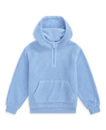 Animal Etta Kids Half Zip Borg Hoodie - Pale Blue