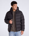 Stratus Mens Hooded Extreme Down Packable Jacket - Jet Black