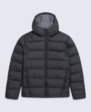 Stratus Mens Hooded Extreme Down Packable Jacket - Jet Black