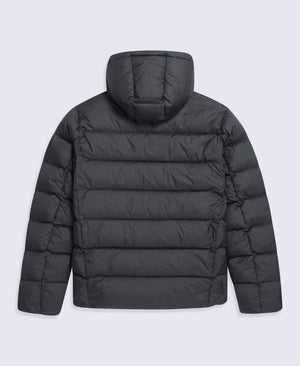 Stratus Mens Hooded Extreme Down Packable Jacket - Jet Black