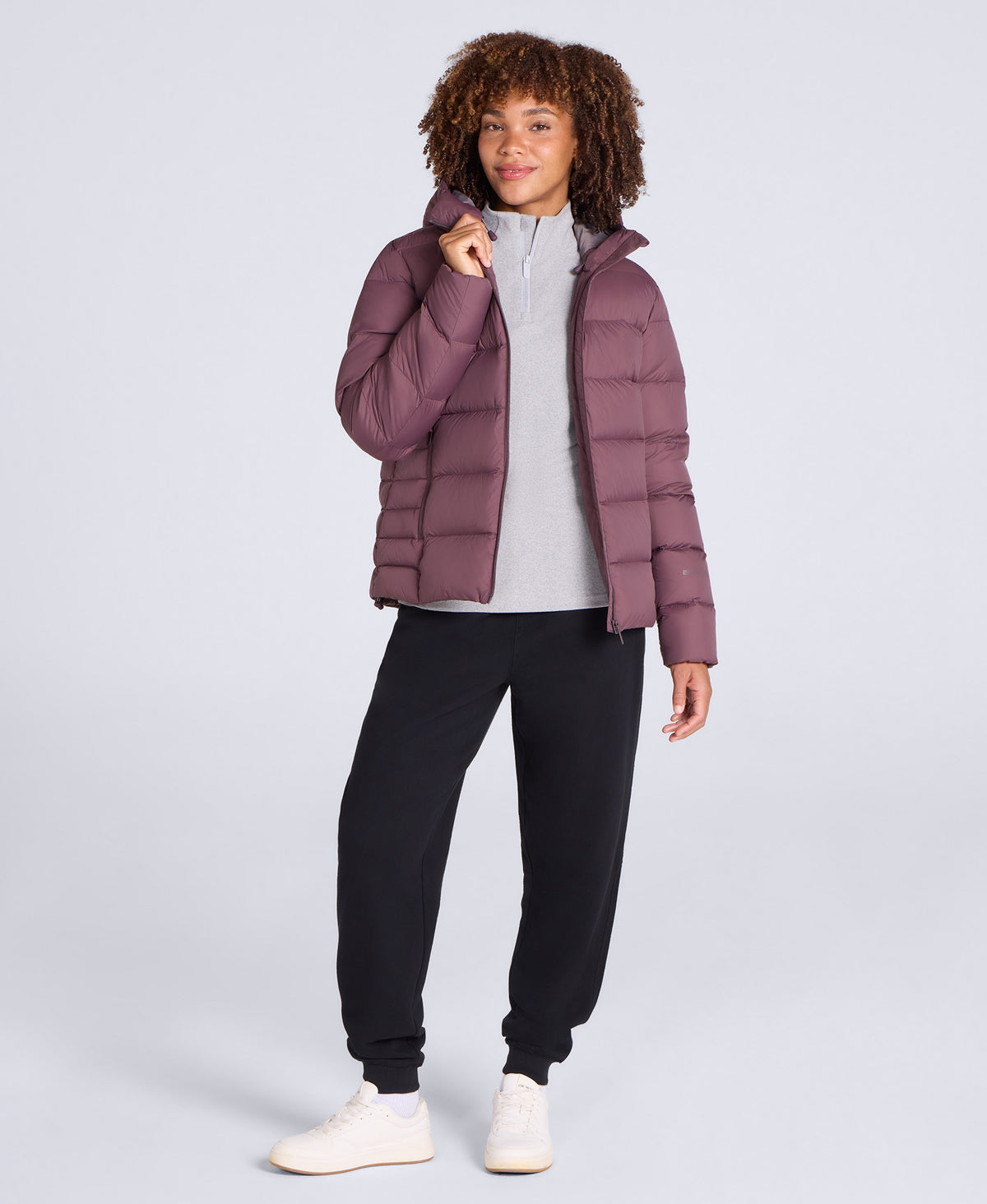 Stratus Womens Hooded Extreme Down Packable Jacket - Dark Purple