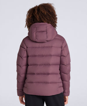 Stratus Womens Hooded Extreme Down Packable Jacket - Dark Purple