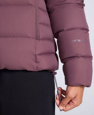 Stratus Womens Hooded Extreme Down Packable Jacket - Dark Purple