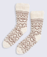 Erin Womens Fairisle Gifting Socks - Beige