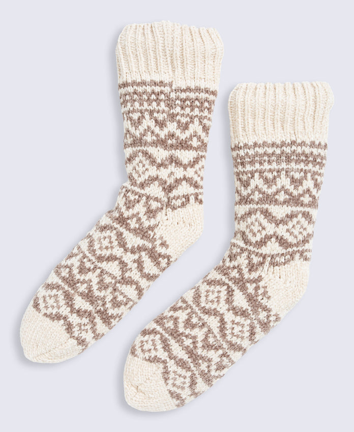 Erin Womens Fairisle Gifting Socks - Beige
