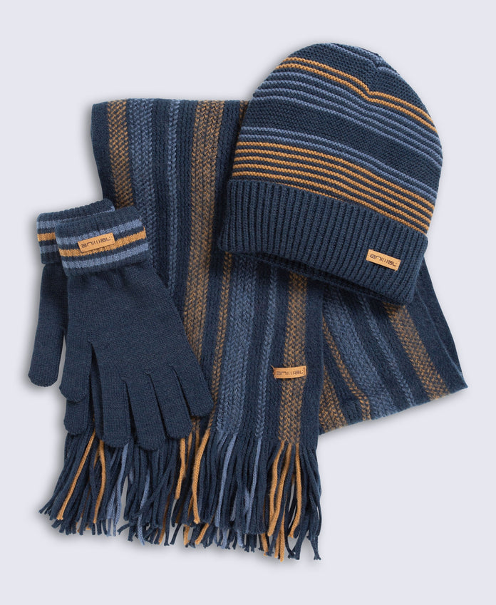 Avery Mens Knitted Hat Glove and Scarf Set - Mixed