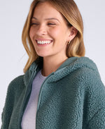 Cley Womens Hooded Borg Jacket - Dark Green