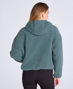 Cley Womens Hooded Borg Jacket - Dark Green