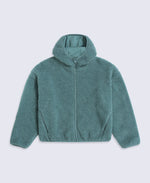 Cley Womens Hooded Borg Jacket - Dark Green