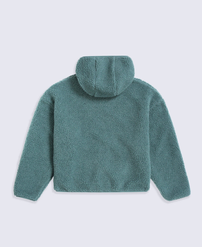 Cley Womens Hooded Borg Jacket - Dark Green