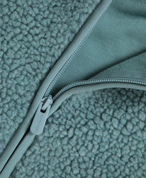 Cley Womens Hooded Borg Jacket - Dark Green