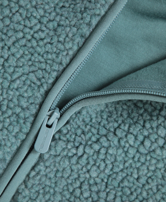 Cley Womens Hooded Borg Jacket - Dark Green