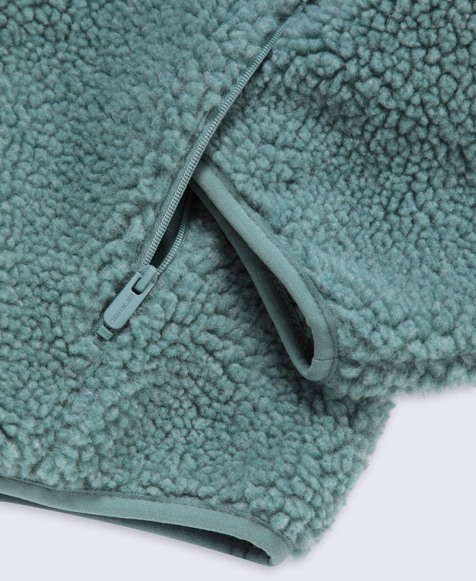 Cley Womens Hooded Borg Jacket - Dark Green