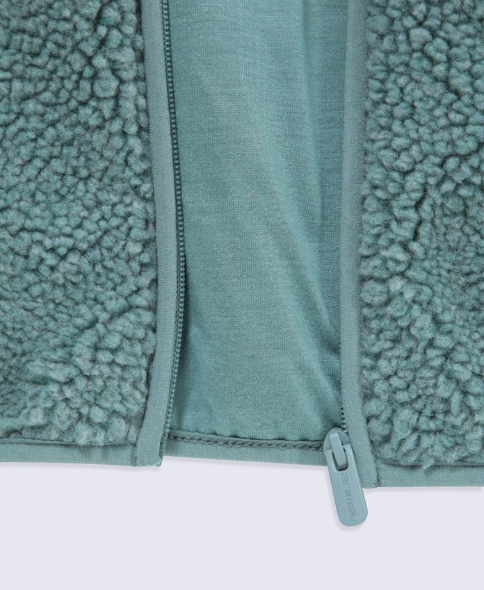 Cley Womens Hooded Borg Jacket - Dark Green