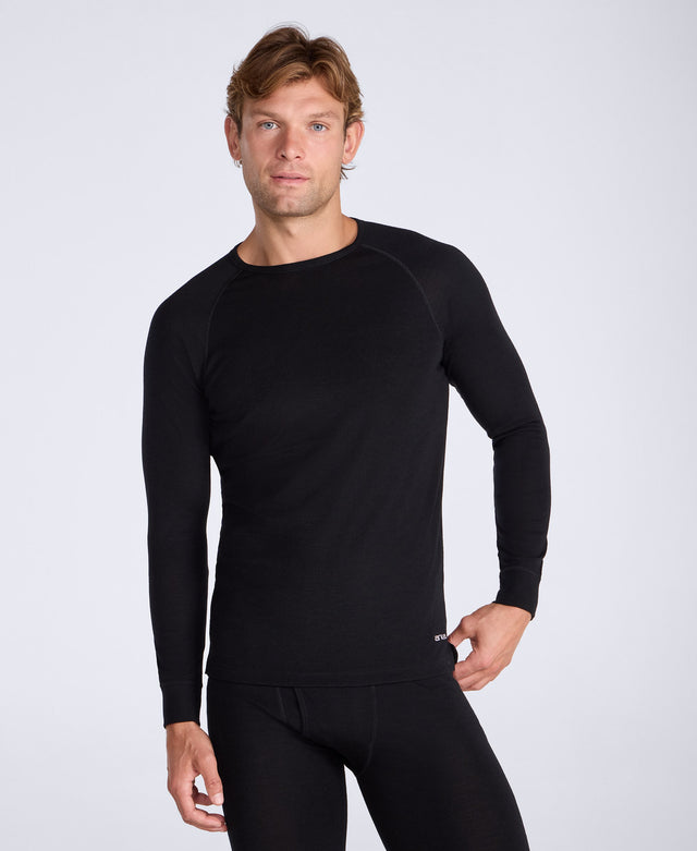 Merino Mens TechTherm Base Layer Top - Black