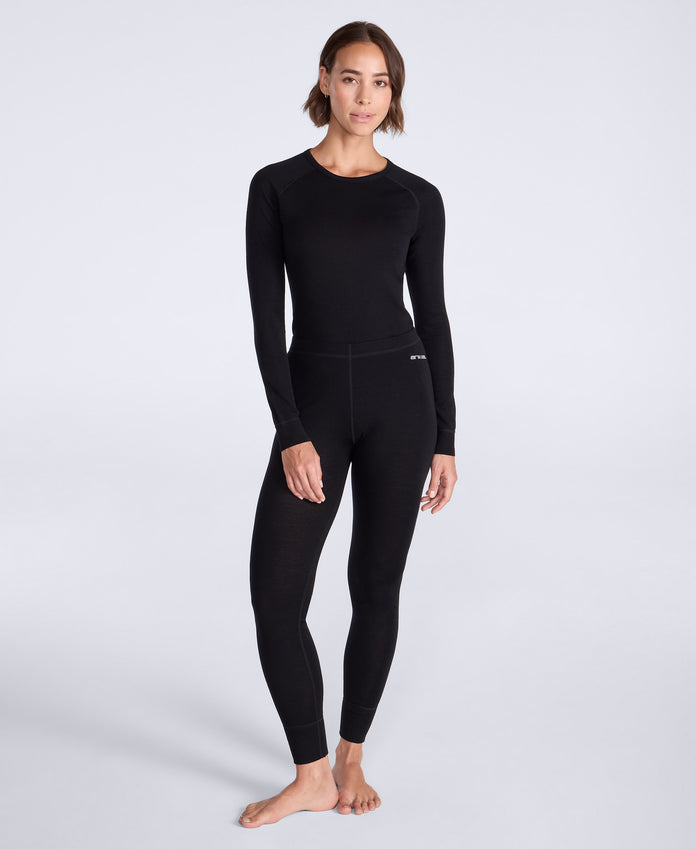 Merino Womens TechTherm Base Layer Pants - Black
