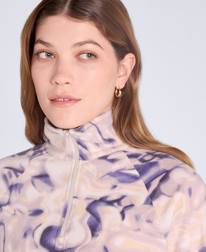 Printed Prague Womens Fleece - Dark Blue
