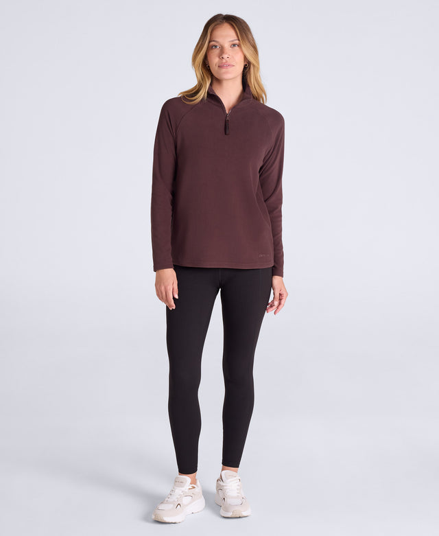 Prague Womens Half-Zip Fleece - Brown