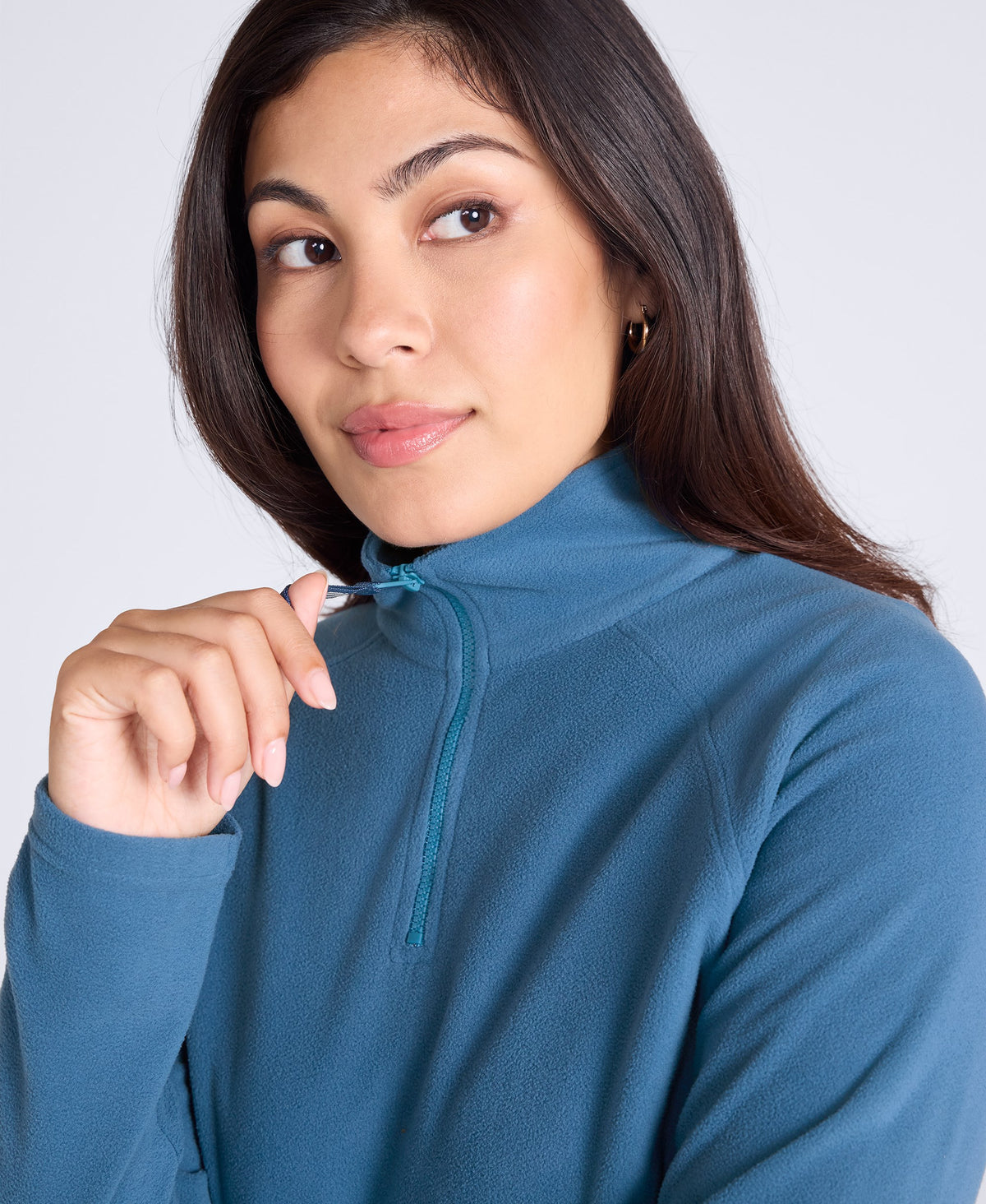 Prague Womens Half-Zip Fleece - Light Blue