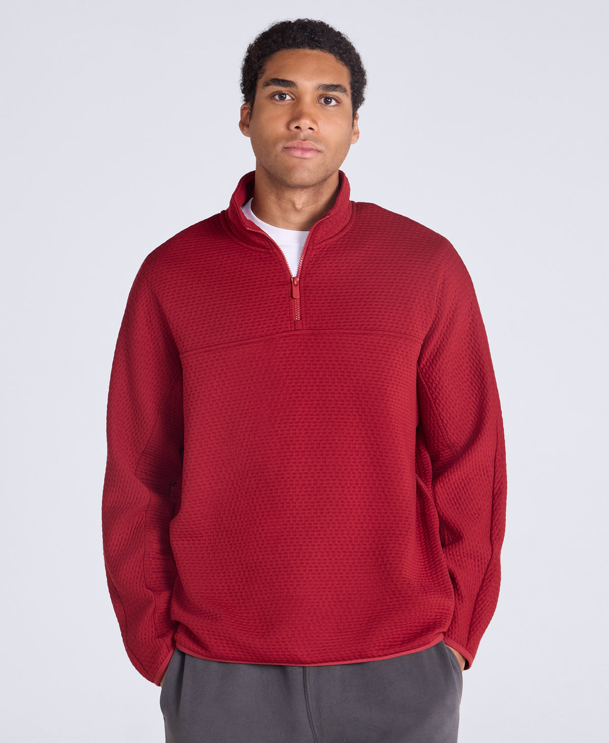 Dani Dimple Mens Texture Fleece - Dark Red