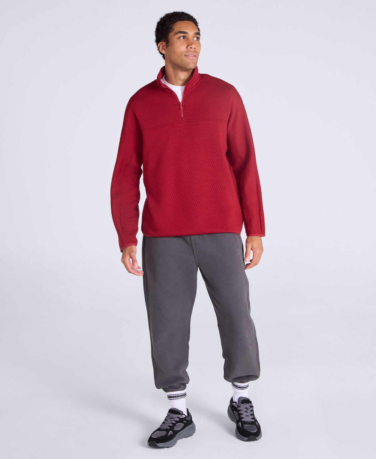 Dani Dimple Mens Texture Fleece - Dark Red